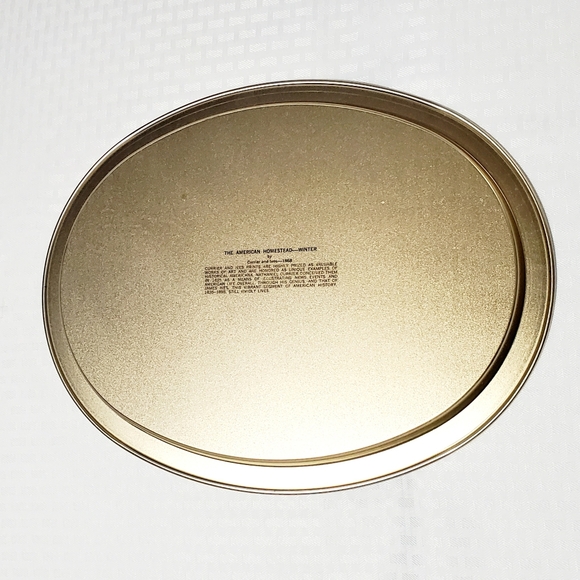 Set Of 4 Vintage Currier And Ives 1868 Oval Tin Metal Trays - Picture 10 of 14